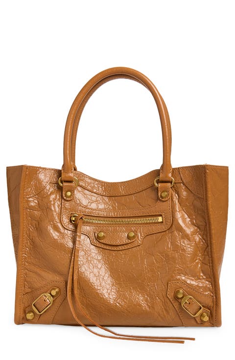 Mini Le City Crinkle Leather Top Handle Bag