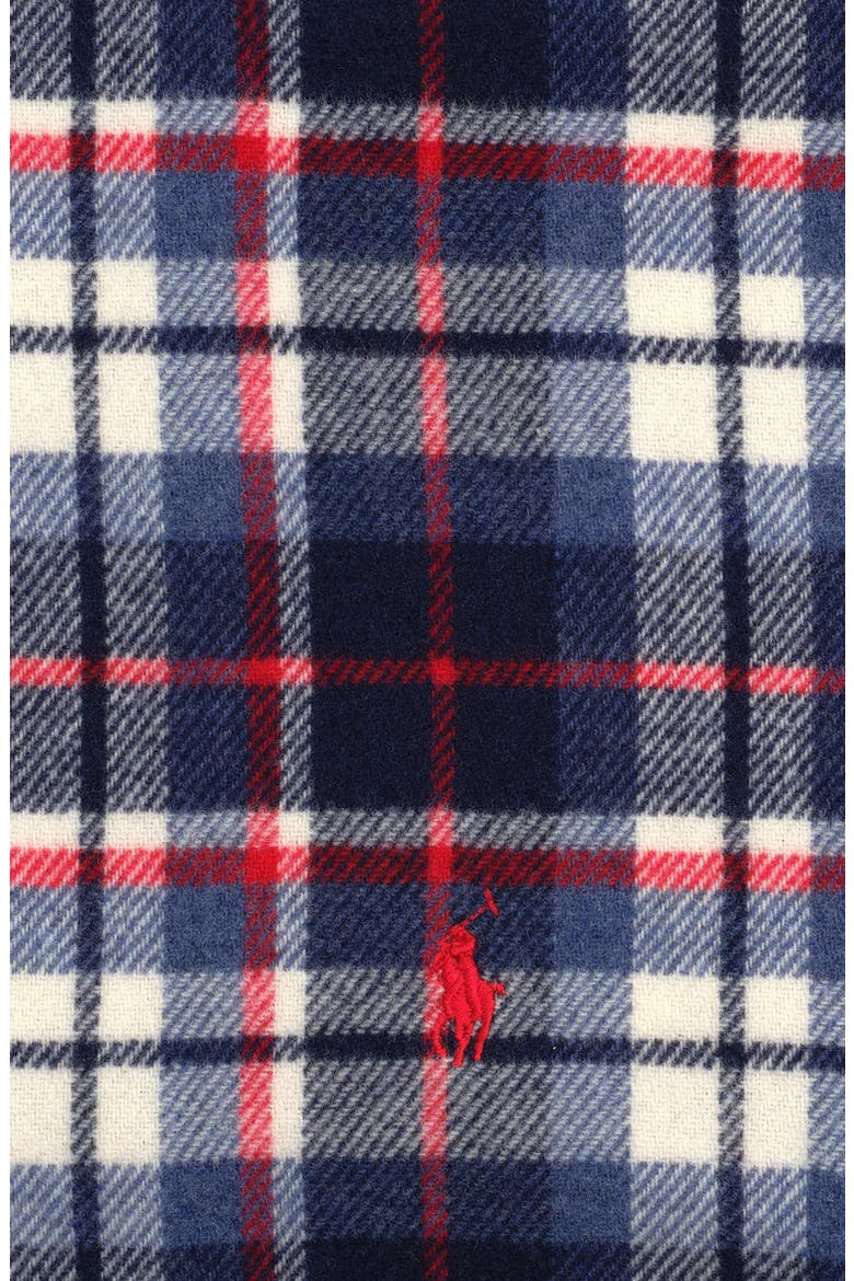Plaid Recycled Wool Blend Scarf, Alternate, color, NAVY/ CREAM