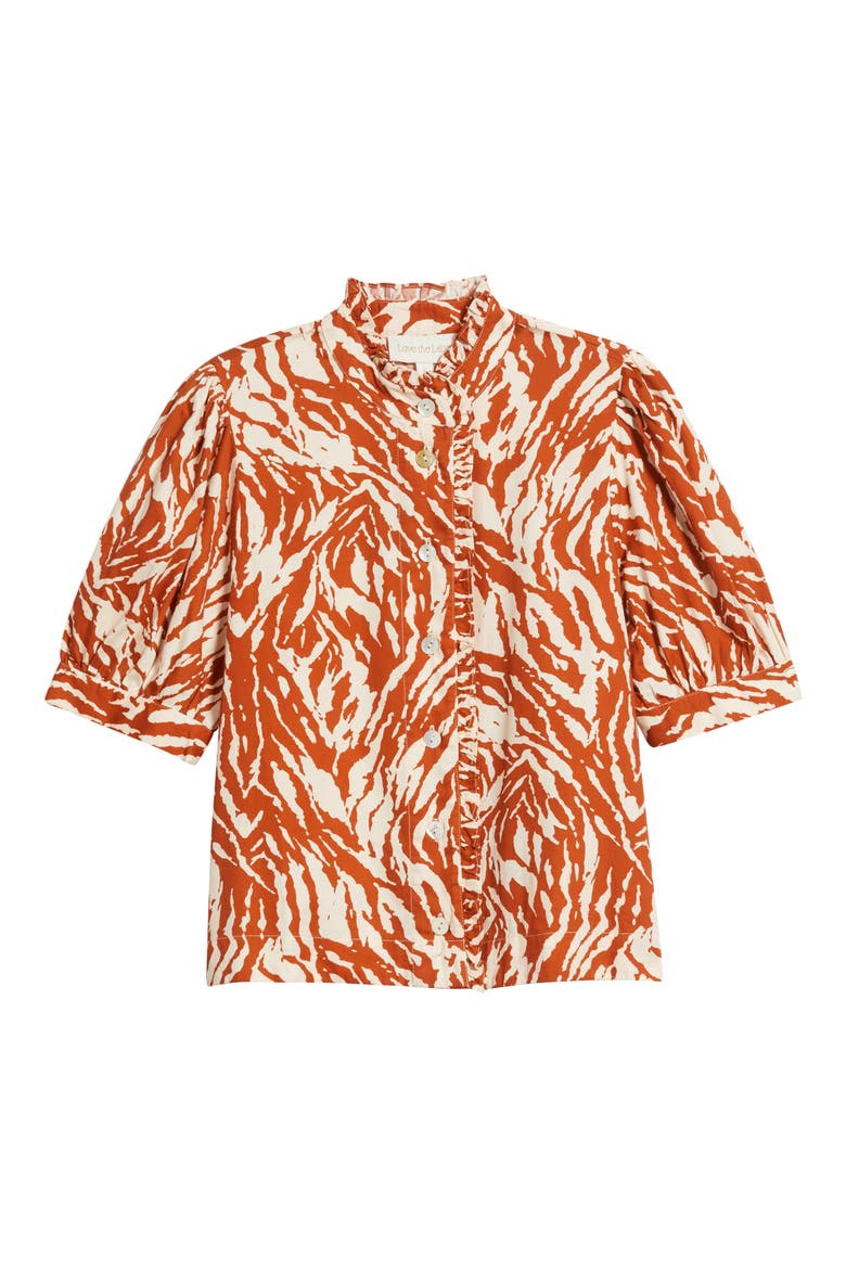 Carolina Print Button-Up Shirt, Alternate, color, TERRACOTTA ZEBRA