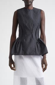 Cecilie Bahnsen CBdaimi Stria Matelassé Peplum Top