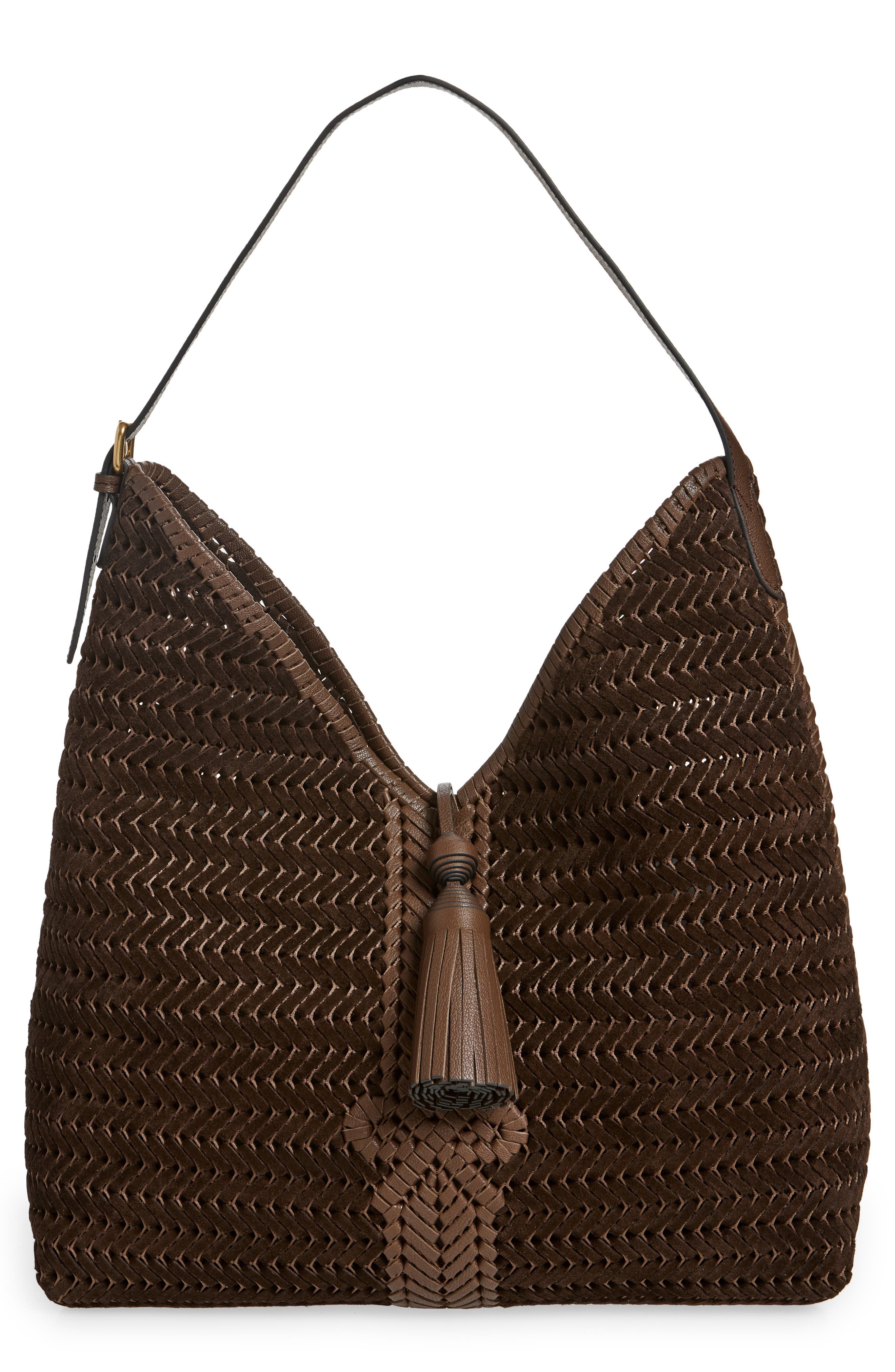 Anya Hindmarch The Neeson Herringbone Woven Leather Hobo, Main, color, 