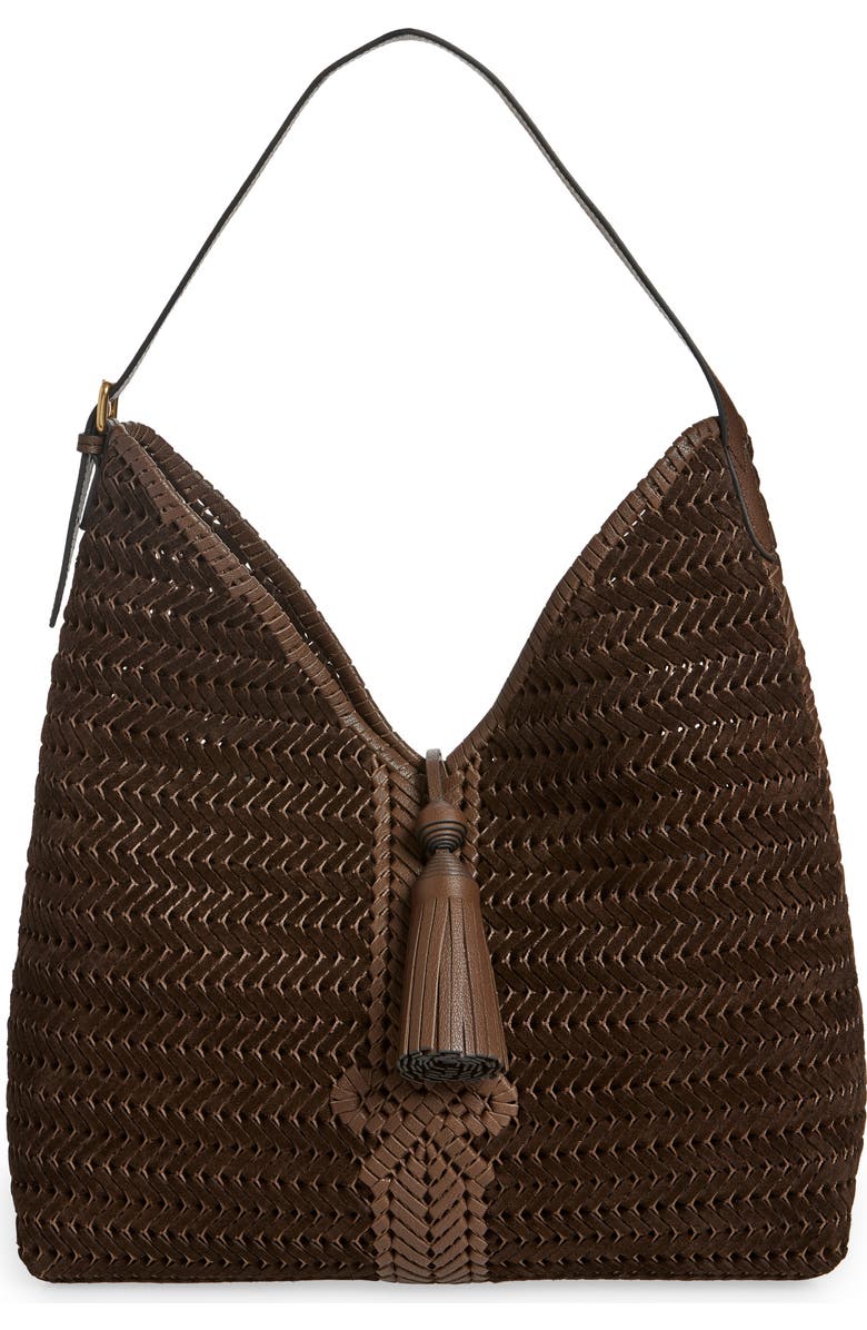 Anya Hindmarch The Neeson Herringbone Woven Leather Hobo, Main, color,
