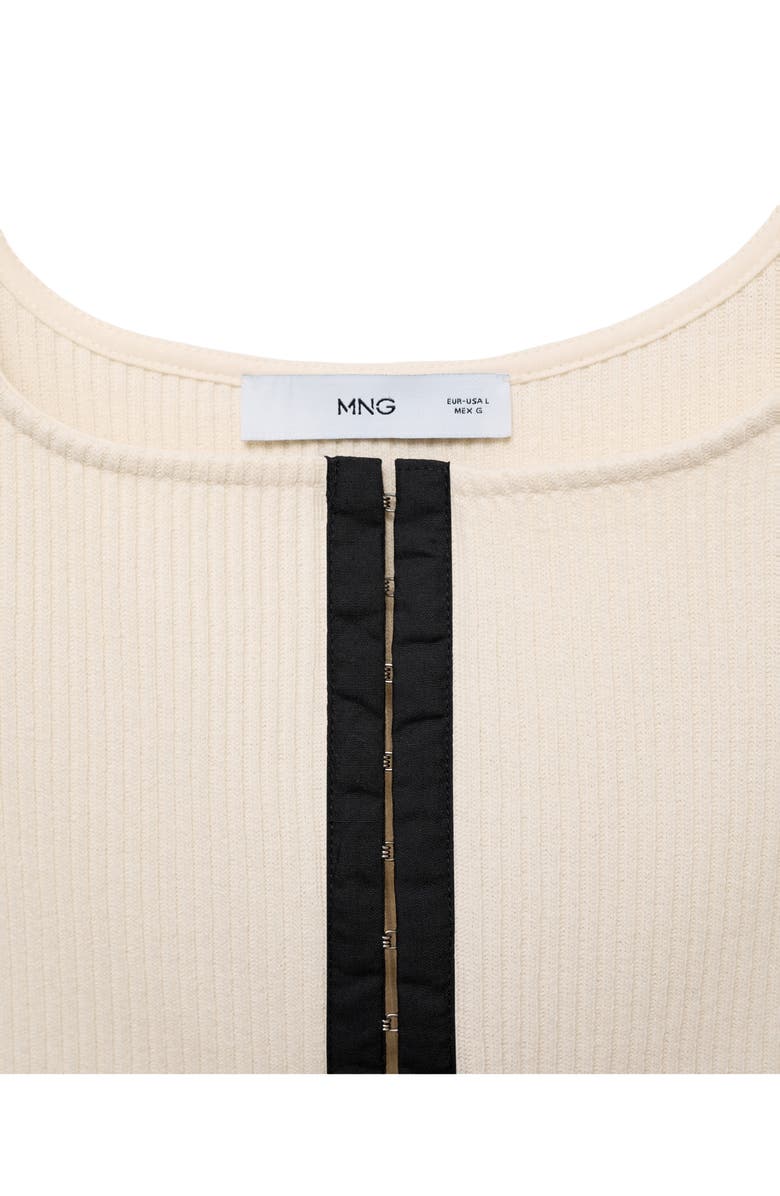 MANGO Contrast Placket Rib Tank, Alternate, color, Ecru