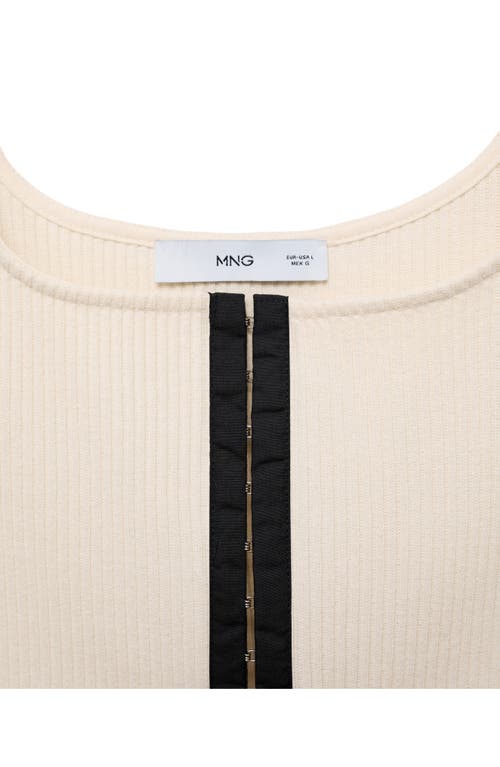 Mango Contrast Placket Rib Tank In White