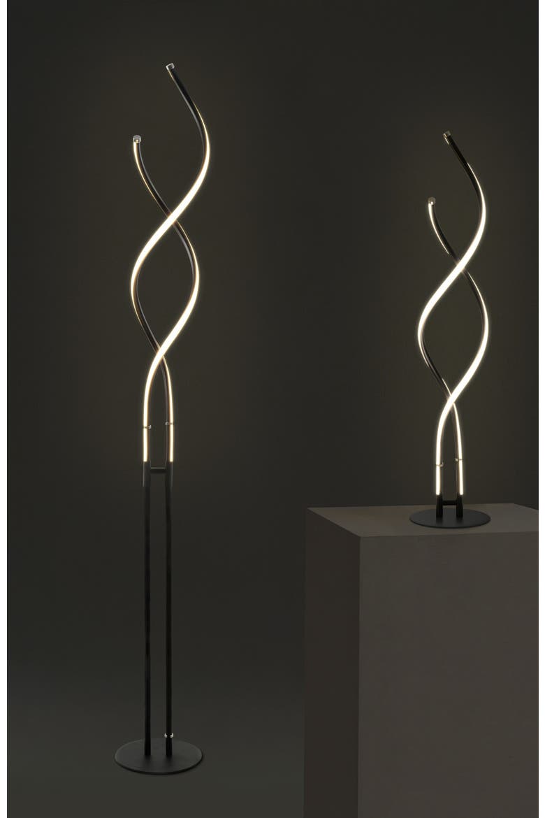 Embrace 60" LED Industrial 2-in-1 Table and Floor Lamp with Built-In Light Dimmer, Adjustable Height, Alternate, color, Classic Black