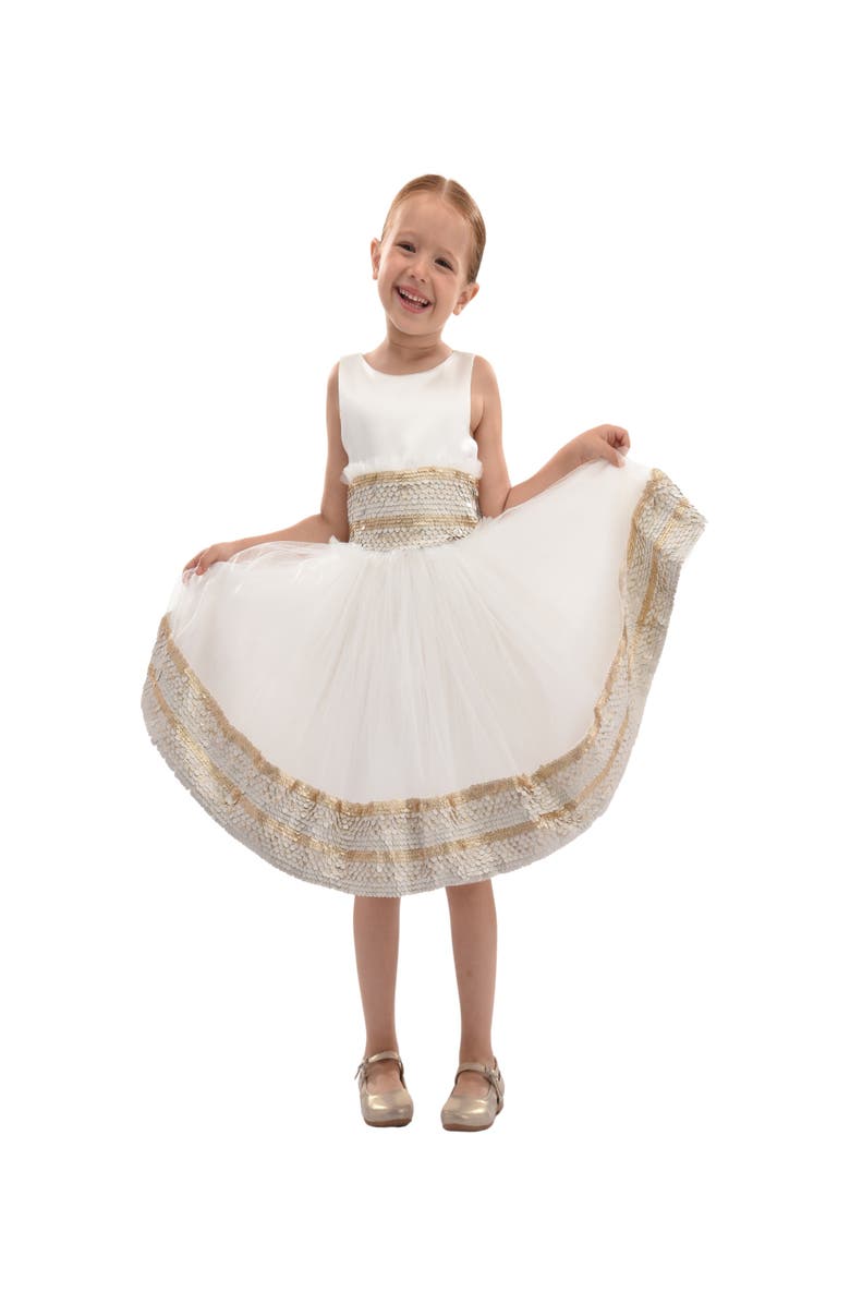 Tulleen Lorelei Sequin Hem Dress, Main, color, White