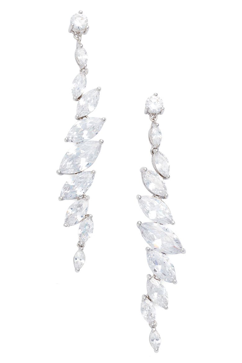 Crystal Drop Earrings, Main, color, CLEAR SILVER