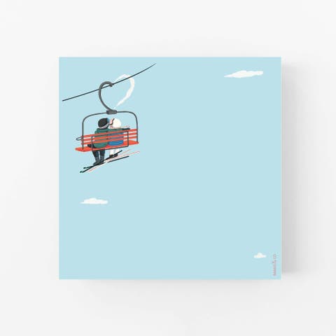 Ski Love 6" x 6" Square Winter Notepad (100 Heavyweight Tear-Off Sheets)