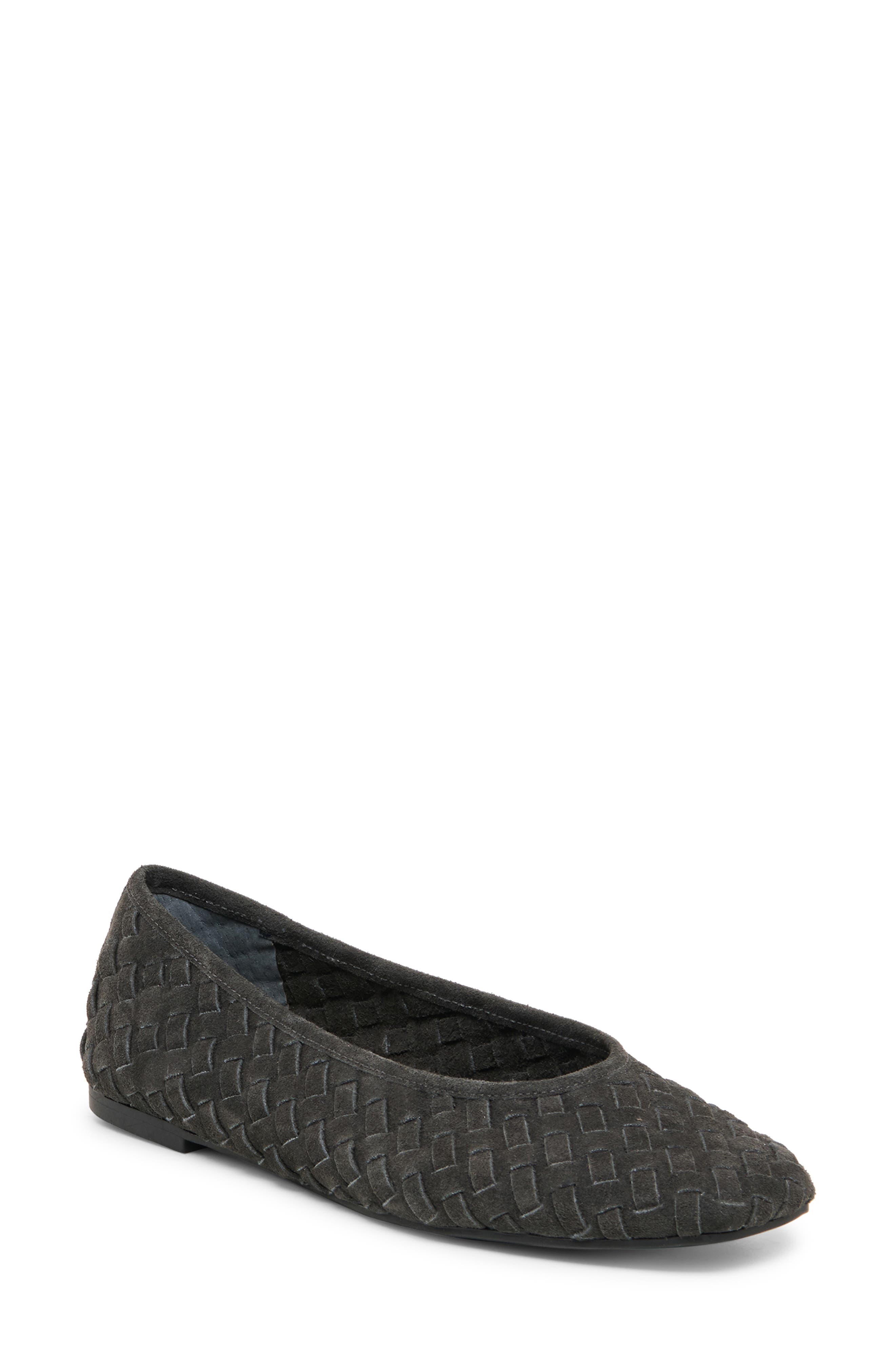 Mycah Wovan Flat, Main, color, CHARCOAL WOVEN SUEDE
