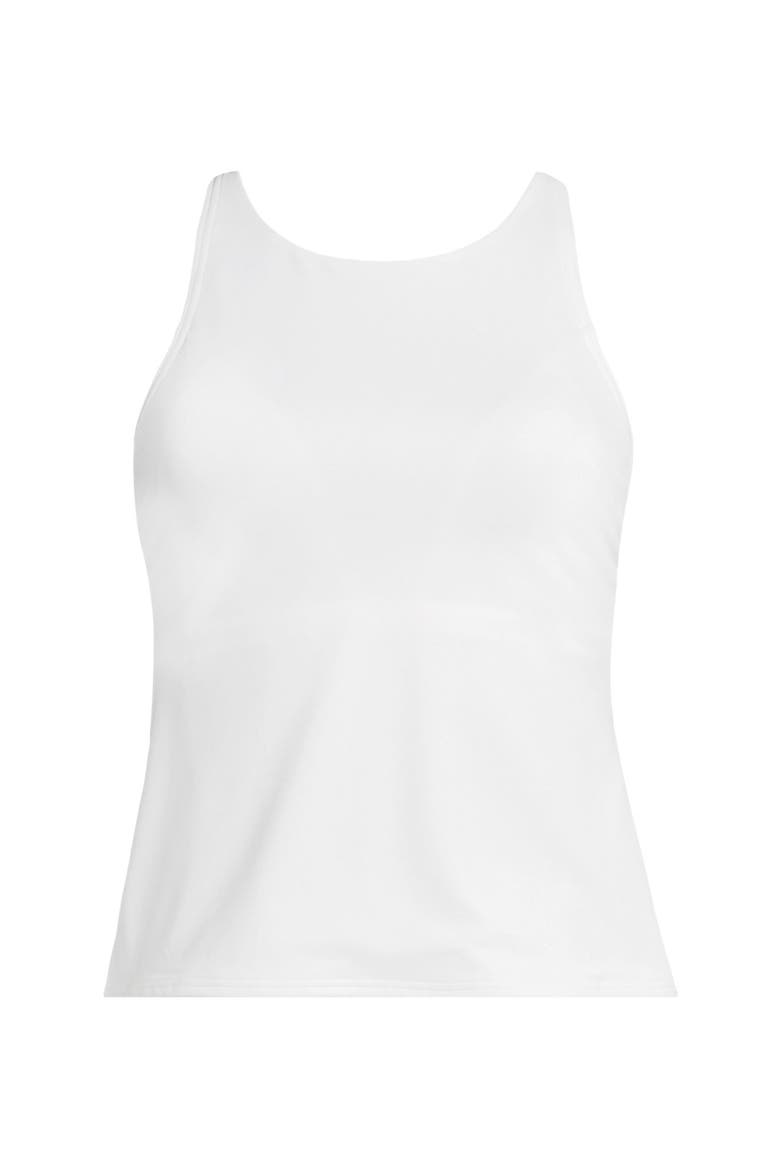 Tugless High Neck Strappy Back Tankini Swimsuit Top, Alternate, color, White