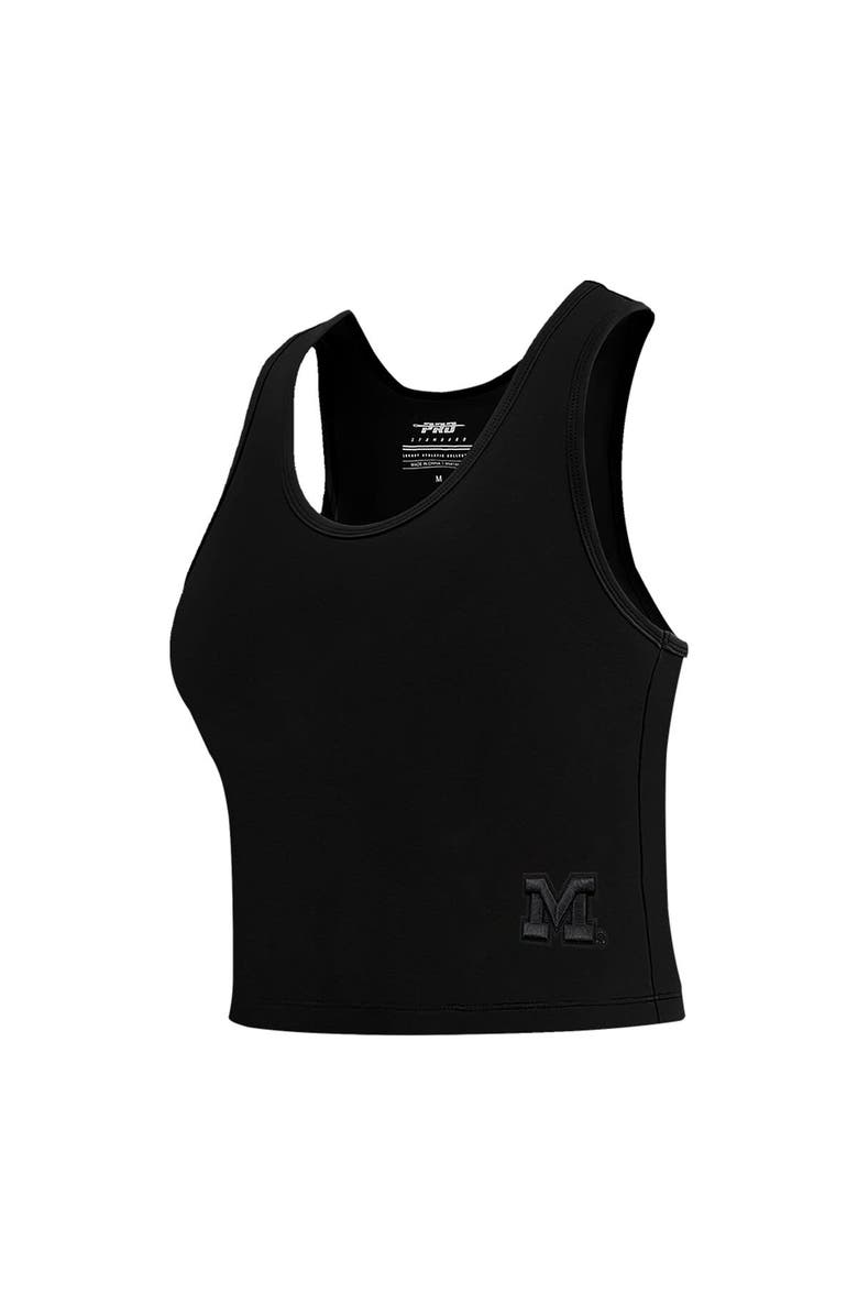 PRO STANDARD Women's Pro Standard Black Michigan Wolverines Tonal Neutral Fitted Waist Length Racerback Tank Top, Alternate, color, 