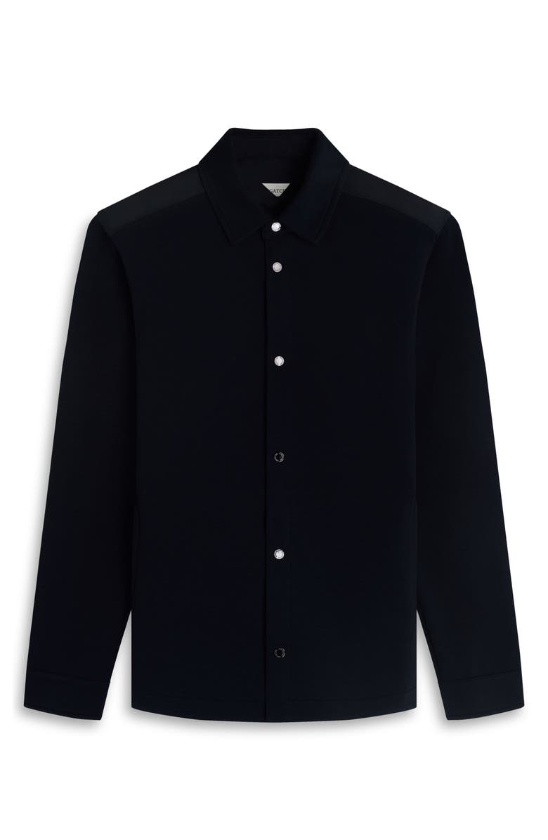 Bugatchi Soft Touch Knit Shirt Jacket, Alternate, color, Black
