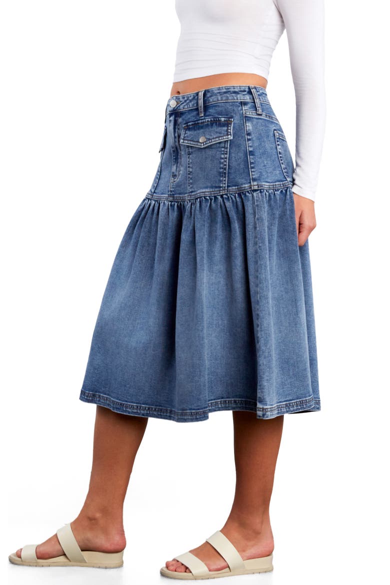 Petal Flounce Denim Midi Skirt, Alternate, color, FLOUNCE DENIM