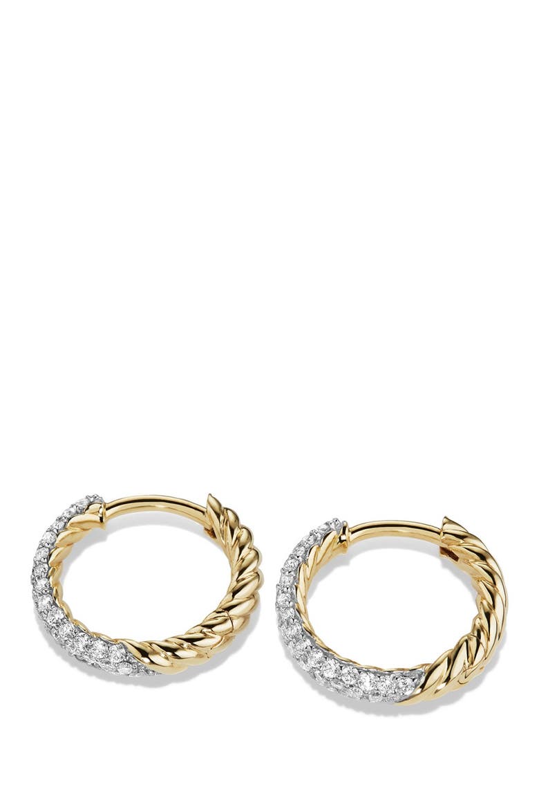 Petite Pavé Earrings with Diamonds in 18K Gold, Alternate, color, GOLD