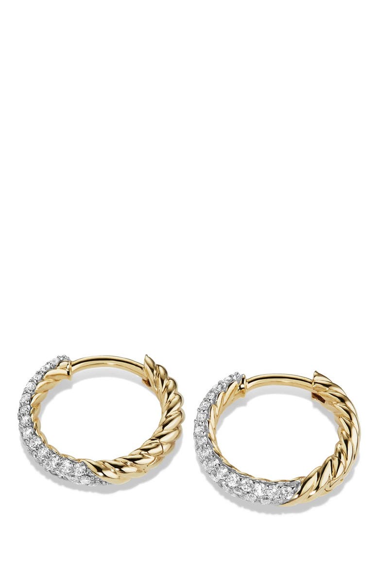 David Yurman Petite Pavé Earrings with Diamonds in 18K Gold, Alternate, color,