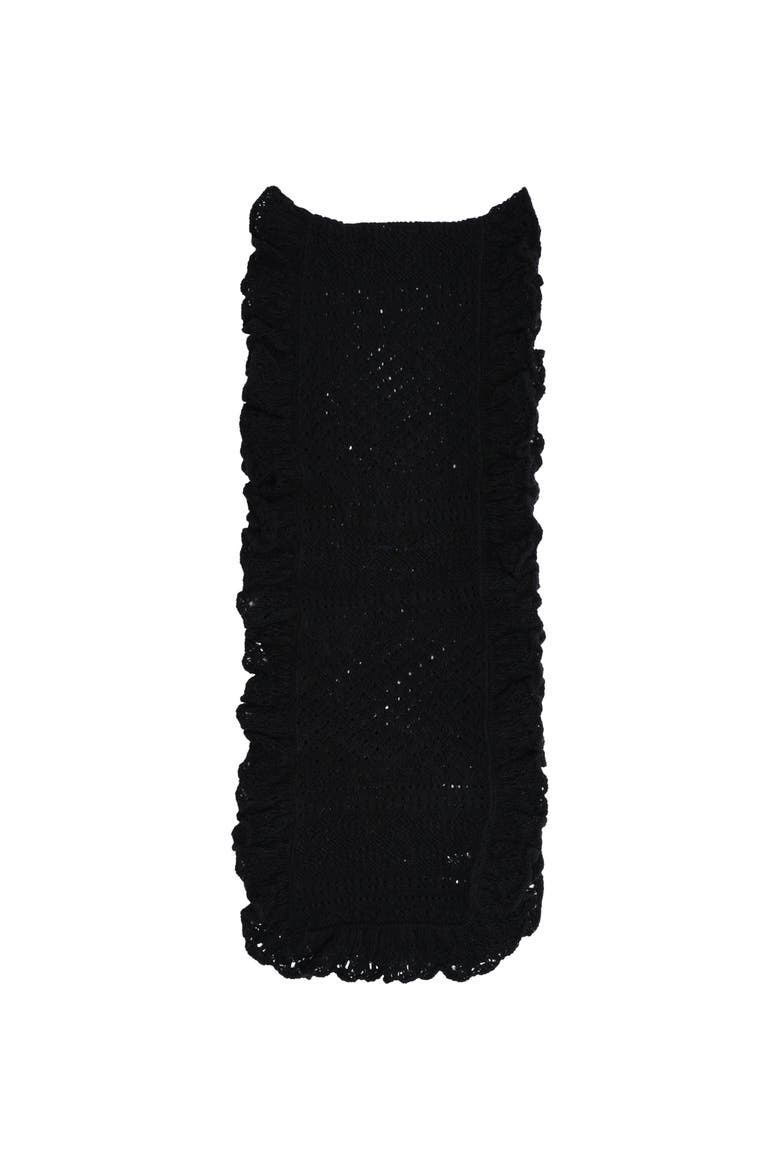 Pointelle Ruffle Scarf, Alternate, color, Black