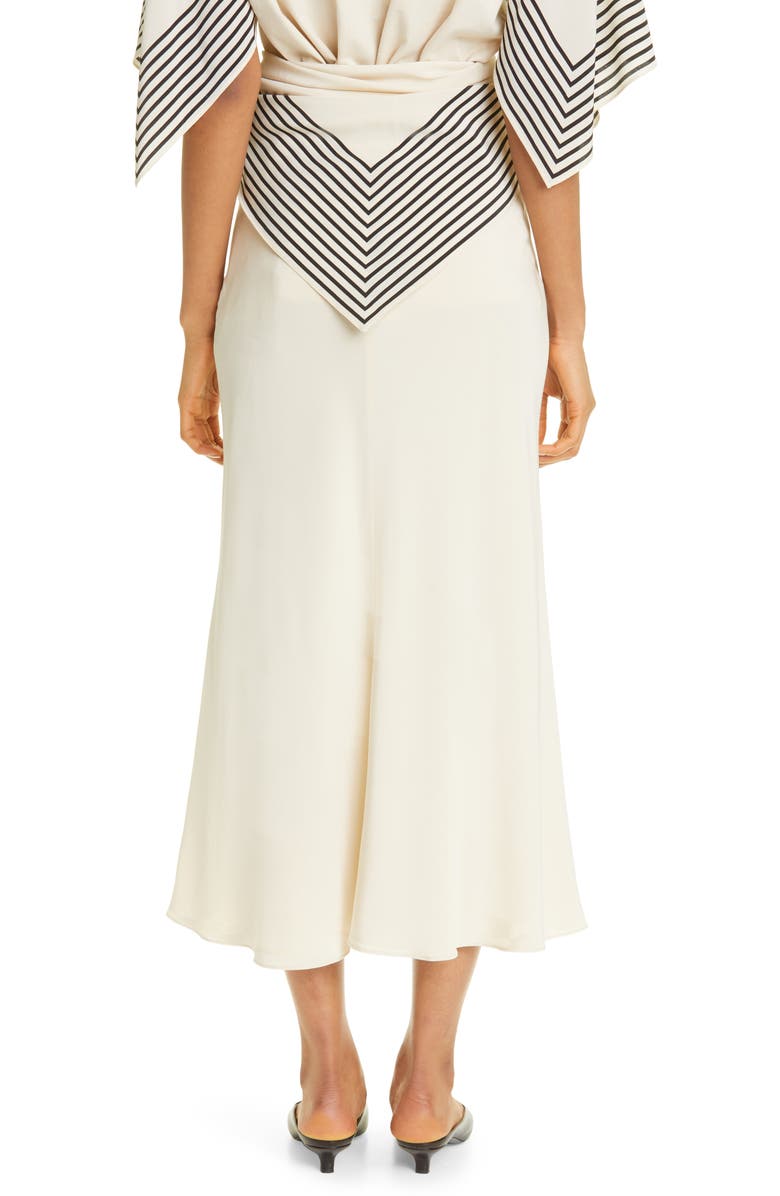 TOTEME Stripe Scarf Waist Silk Skirt, Alternate, color, 