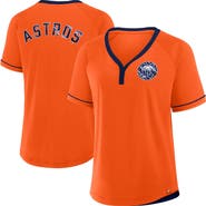 FANATICS Women's Fanatics Orange Houston Astros Cooperstown Collection League Diva Raglan V-Neck T-Shirt