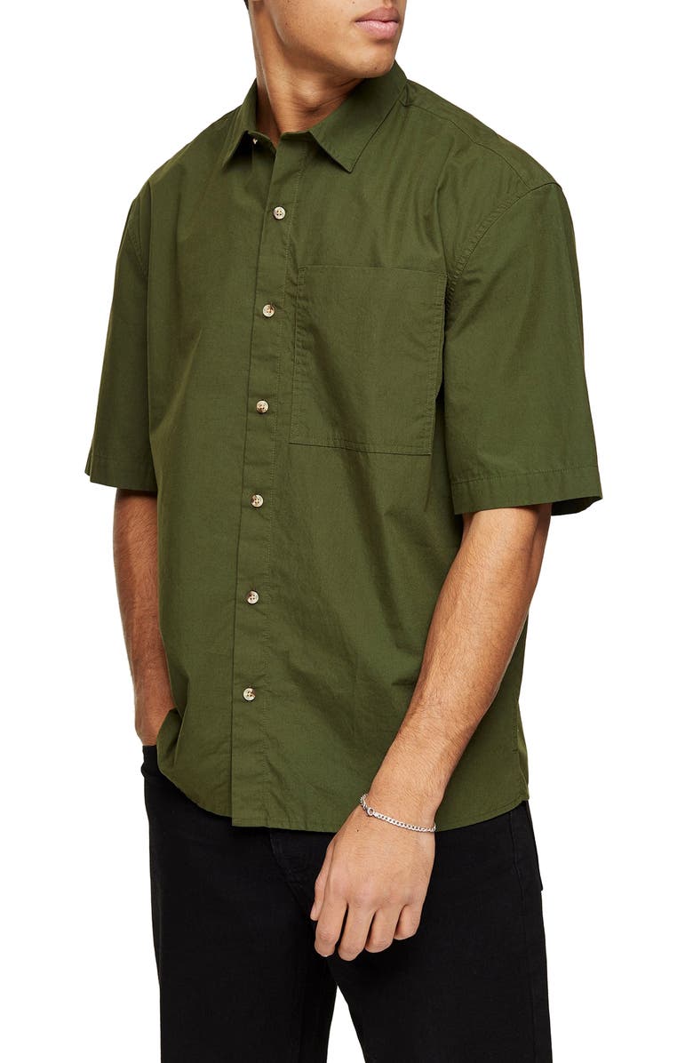 Topman Oversize Short Sleeve Button-Up Shirt, Main, color, 