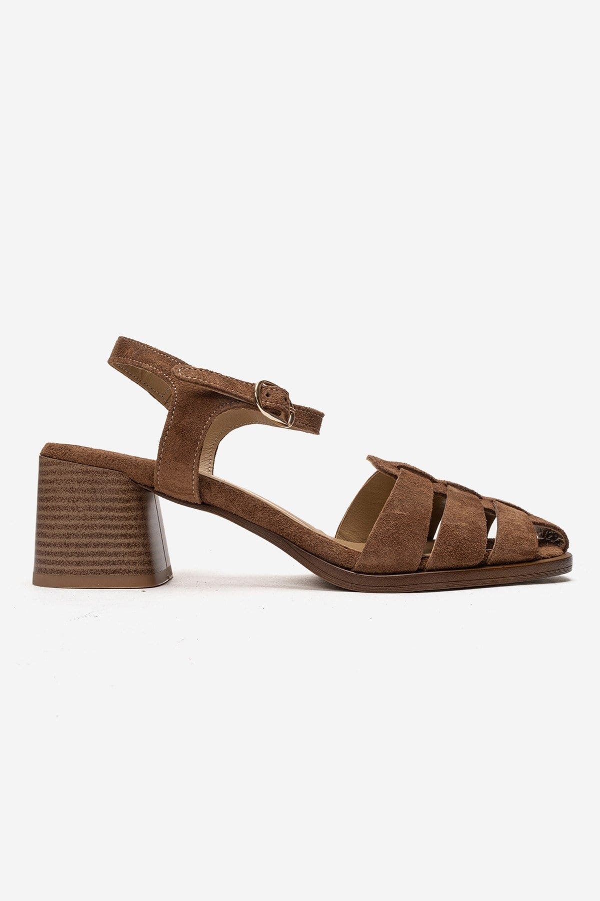 Devora Leather Block Heel Sandal, Alternate, color, Cognac Suede