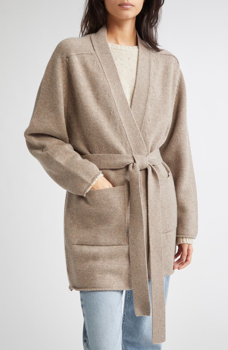 Johnstons of Elgin Relaxed Fit Belted Donegal Cashmere Cardigan, Alternate, color, Peregrine Donegal