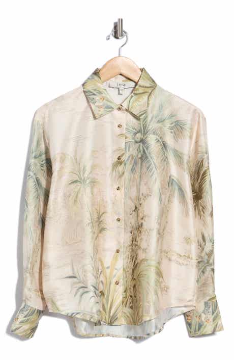 Tropical Printed Long Sleeve Button Front Shirt