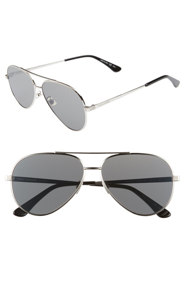 Saint Laurent Classic 11 Zero 60mm Aviator Sunglasses, Main, color, 