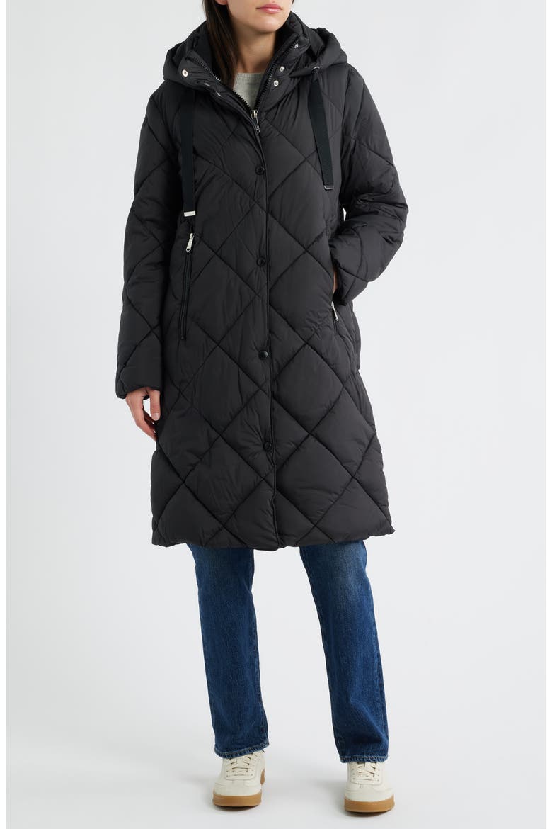 Hooded Puffer Coat, Alternate, color, BLACK