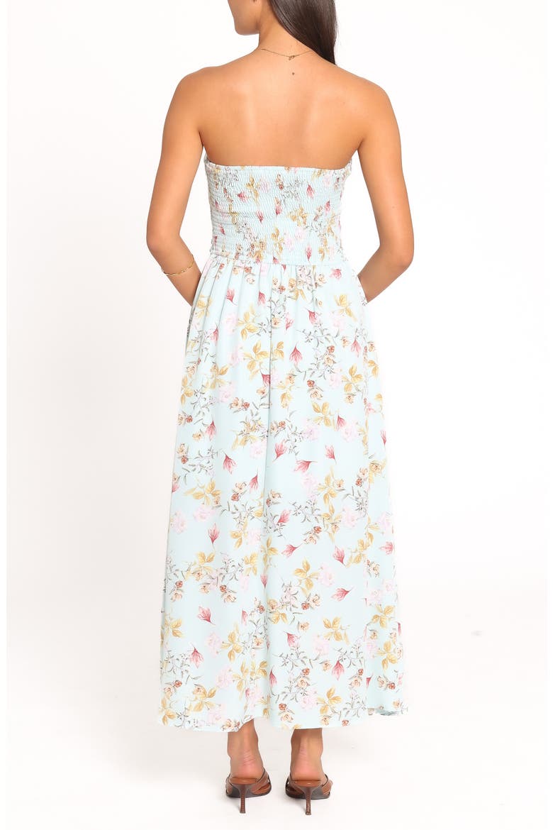 Marta Strapless Floral Midi Dress, Alternate, color, BLUE FLORAL