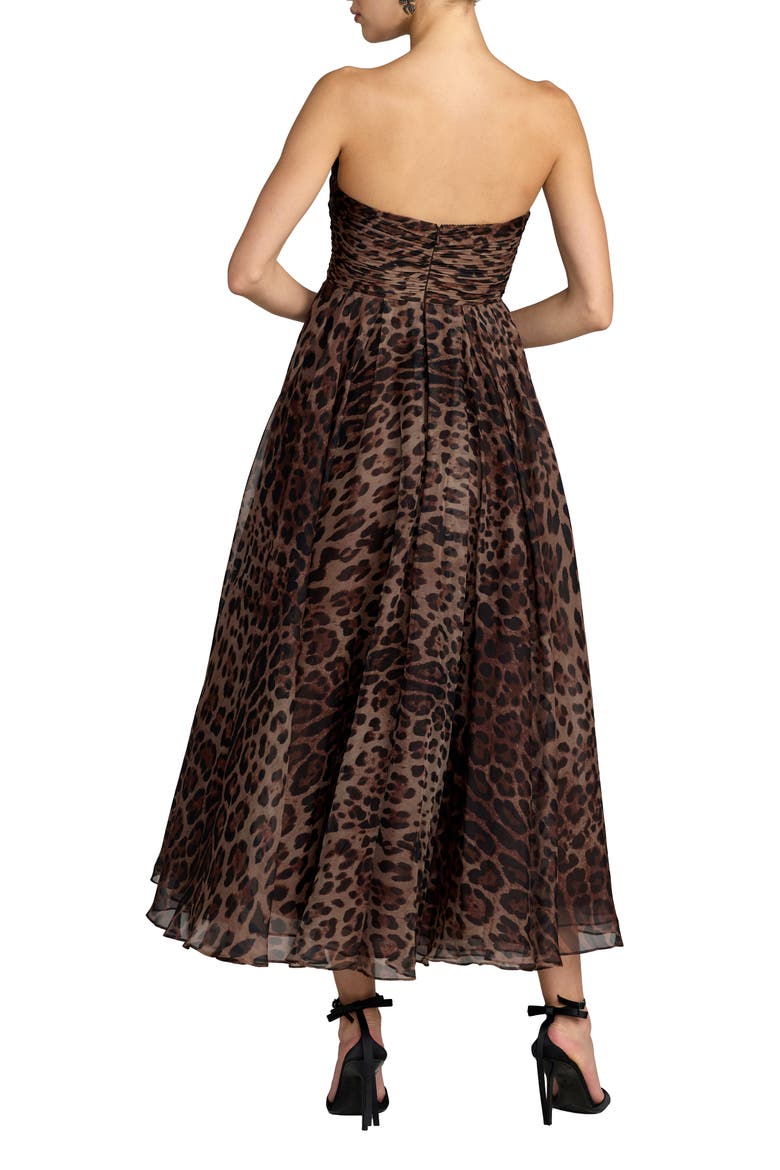 Strapless Leopard A-Line Chiffon Midi Dress, Alternate, color, Leopard