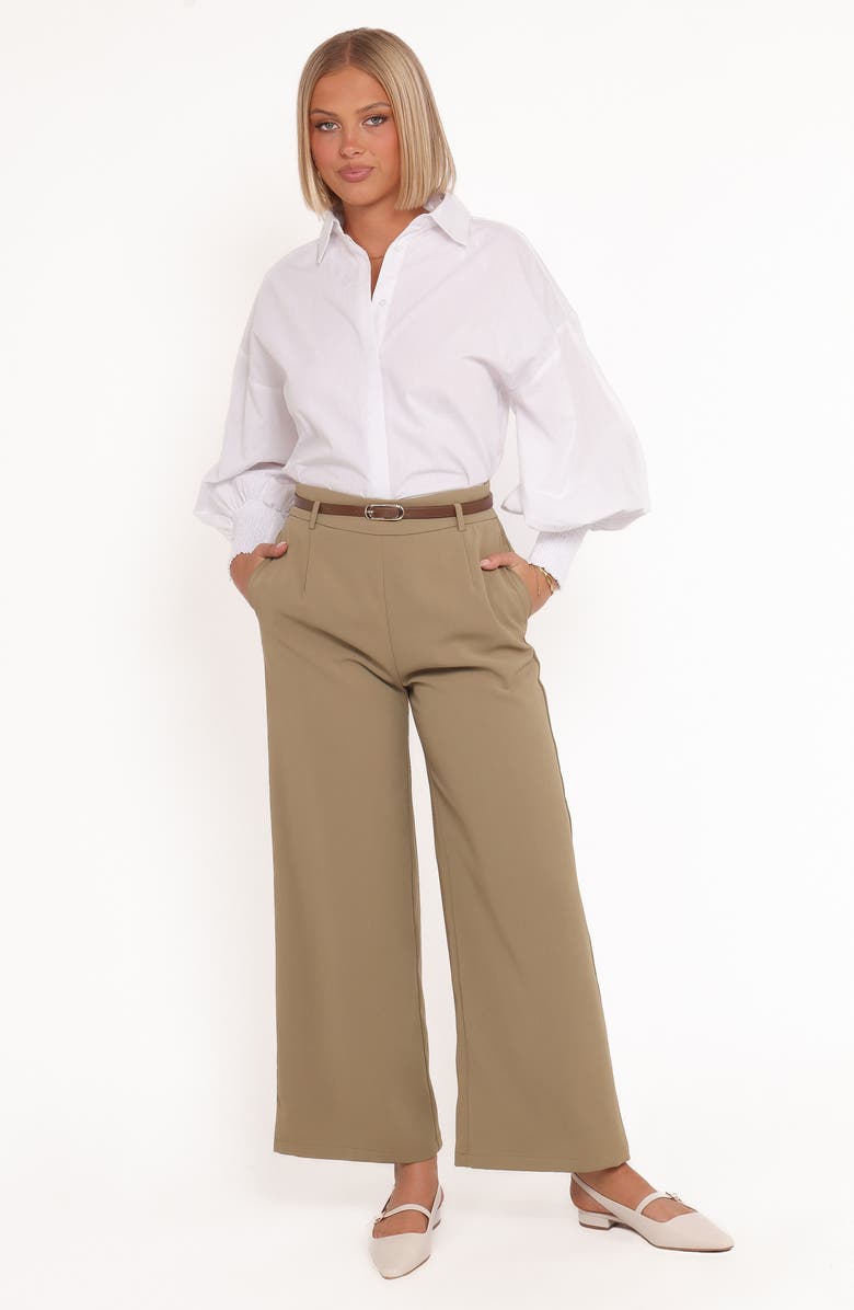 Petal & Pup Ceres Belted Wide Leg Pants, Alternate, color, Olive