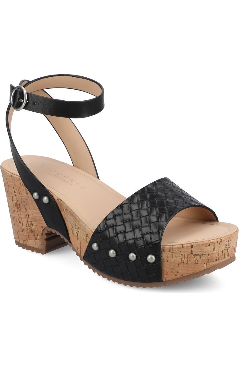 Journee Collection Vanessa Block Heel Platform Sandal, Main, color, Black Woven