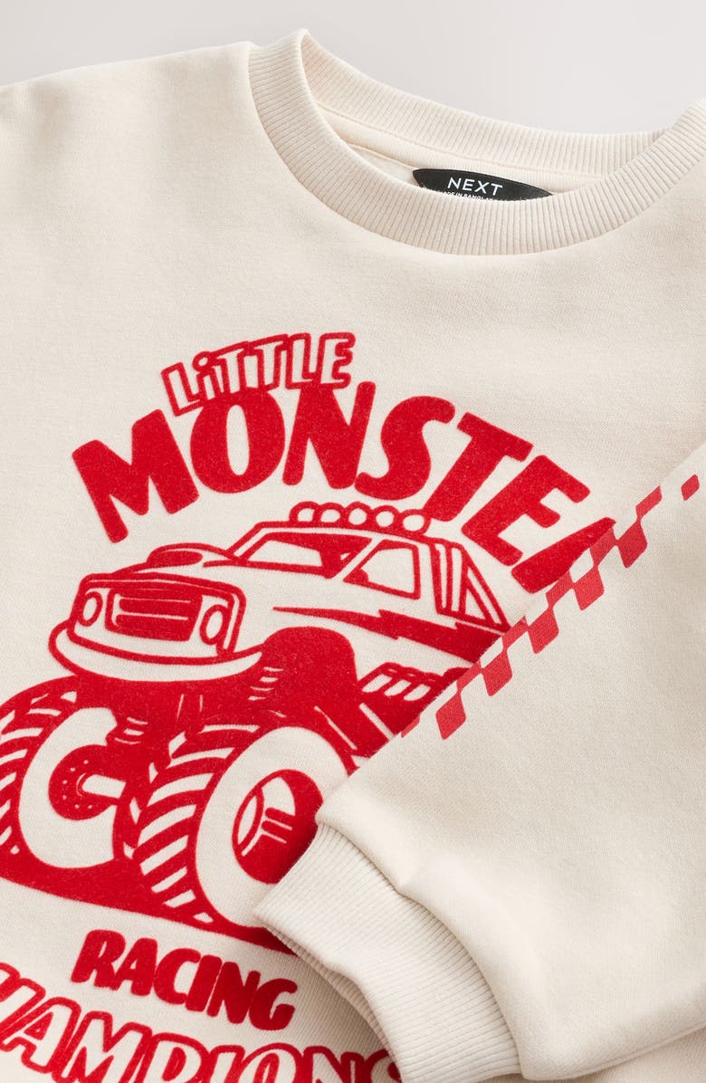 NEXT Kids' Monster Truck Cotton Blend Sweatshirt & Sweatpants Set, Alternate, color, Neutral