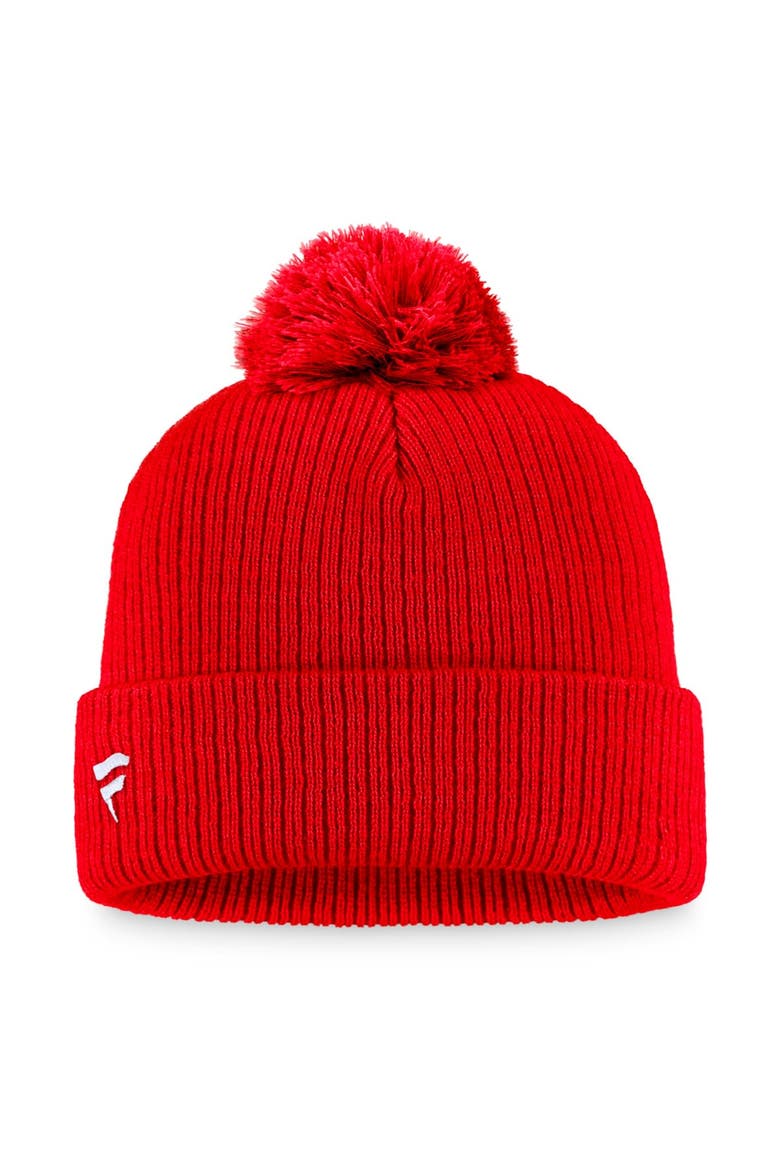 Men's Fanatics Branded Red Ottawa Senators Core Primary Logo Cuffed Knit Hat with Pom, Alternate, color, Red