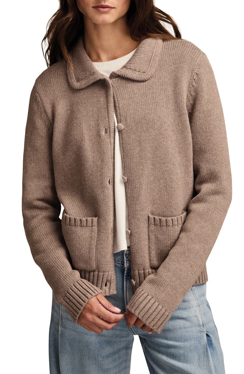 Lucky Brand Cotton Cardigan, Main, color, Falcon Heather