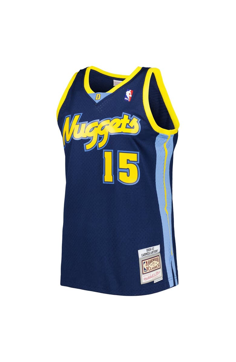Mitchell & Ness Men's Mitchell & Ness Carmelo Anthony Navy Denver Nuggets Hardwood Classics Swingman Jersey, Alternate, color, 
