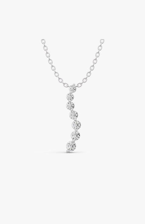 14K Gold 0.5 ct Necklace Lab Grown Diamond Journey Pendant