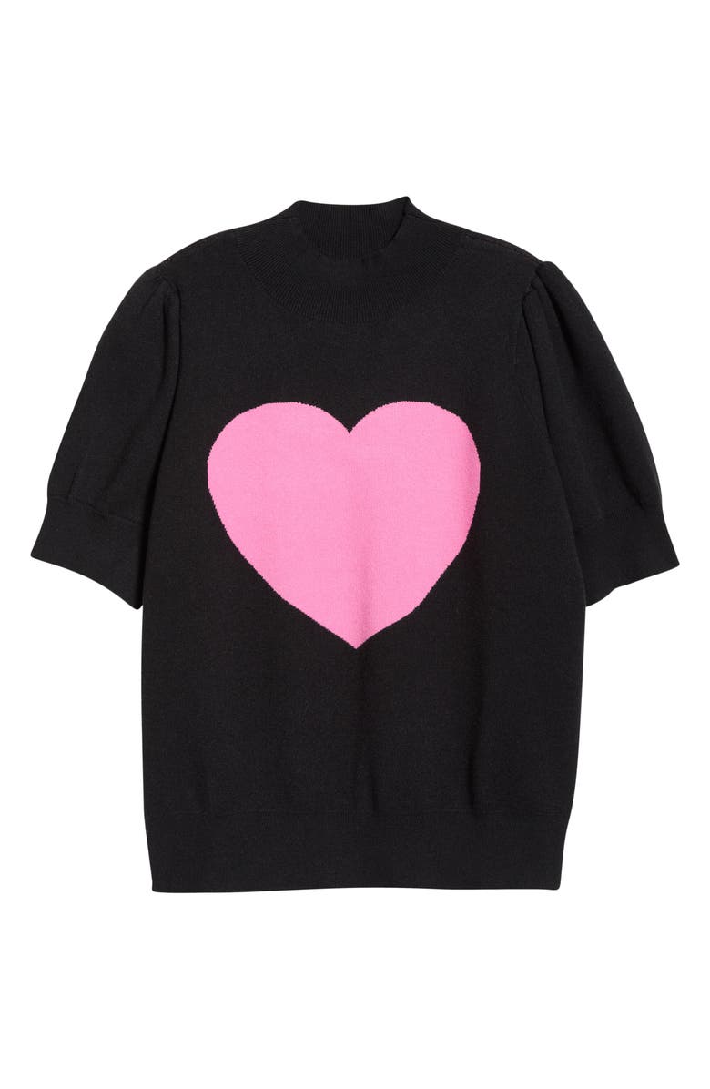 SUGARLIPS Russel Heart Puff Sleeve Sweater, Alternate, color, Black-Pink