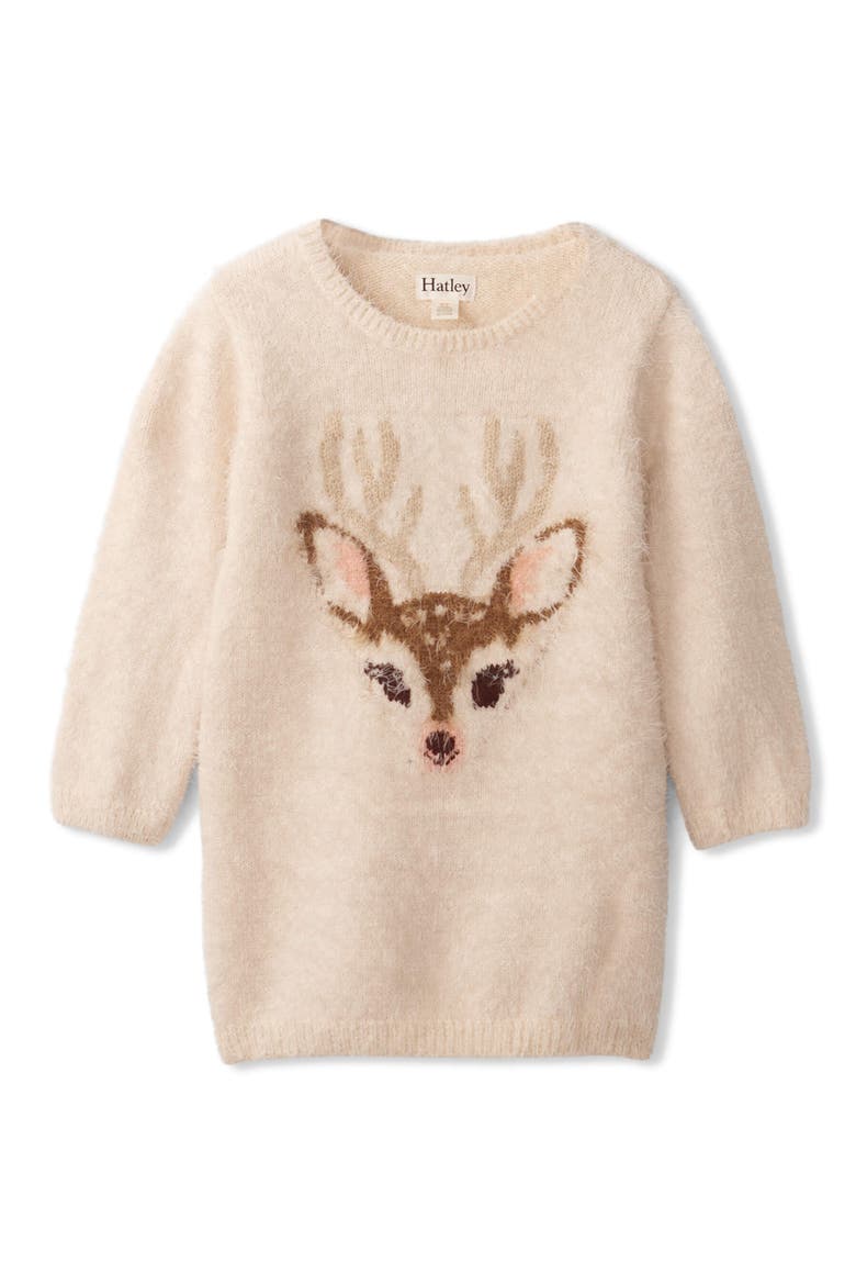 Holiday Faux Fur Sweater Dress, Main, color, PINK