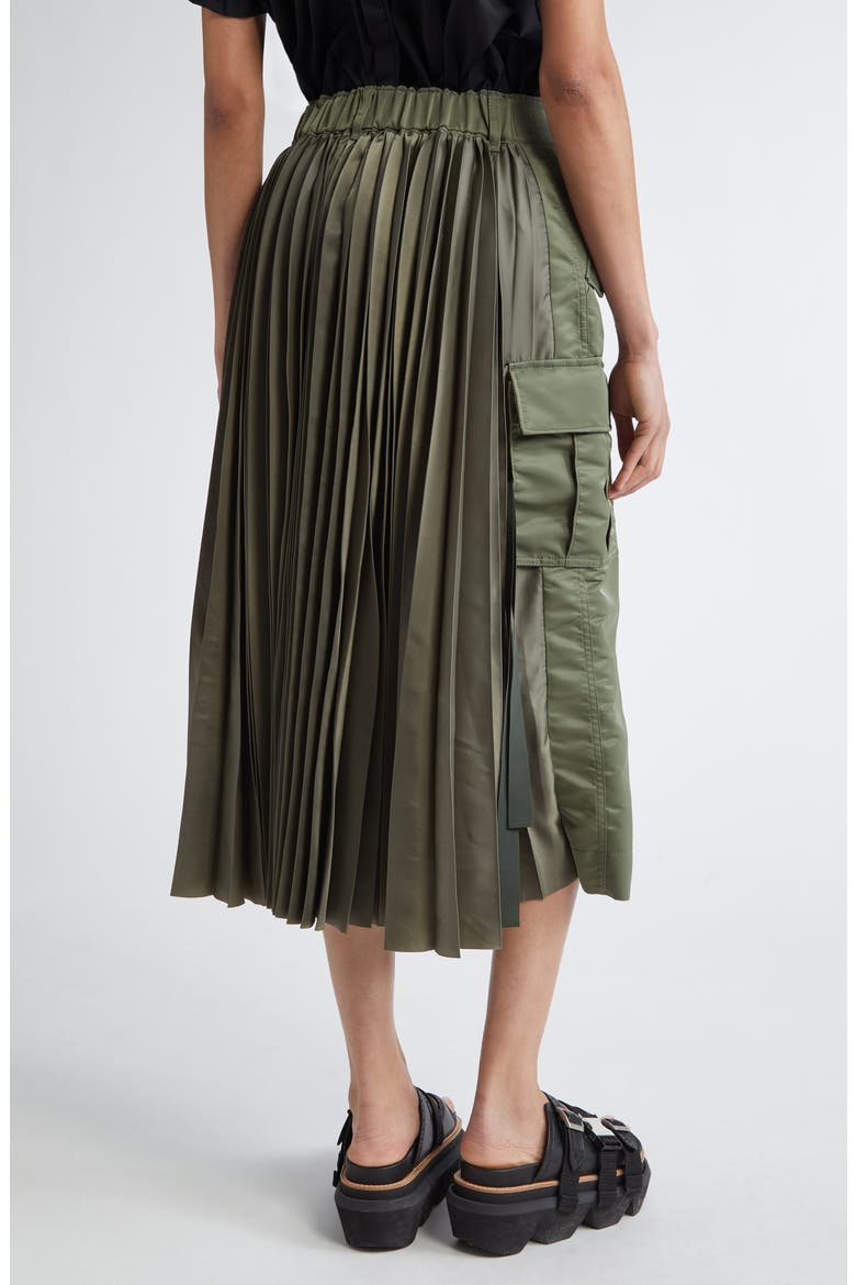 Insulated Nylon Twill Midi Cargo Skirt, Alternate, color, KHAKI 501