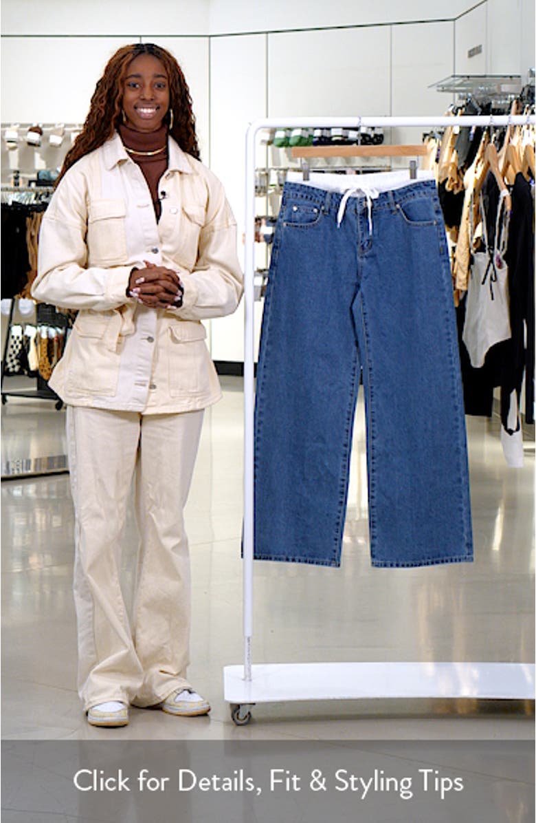 Drawstring Boxer Detail Nonstretch Wide Leg Jeans, sales video thumbnail