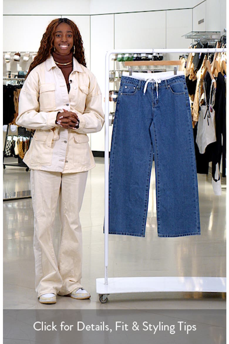 Drawstring Boxer Detail Nonstretch Wide Leg Jeans video