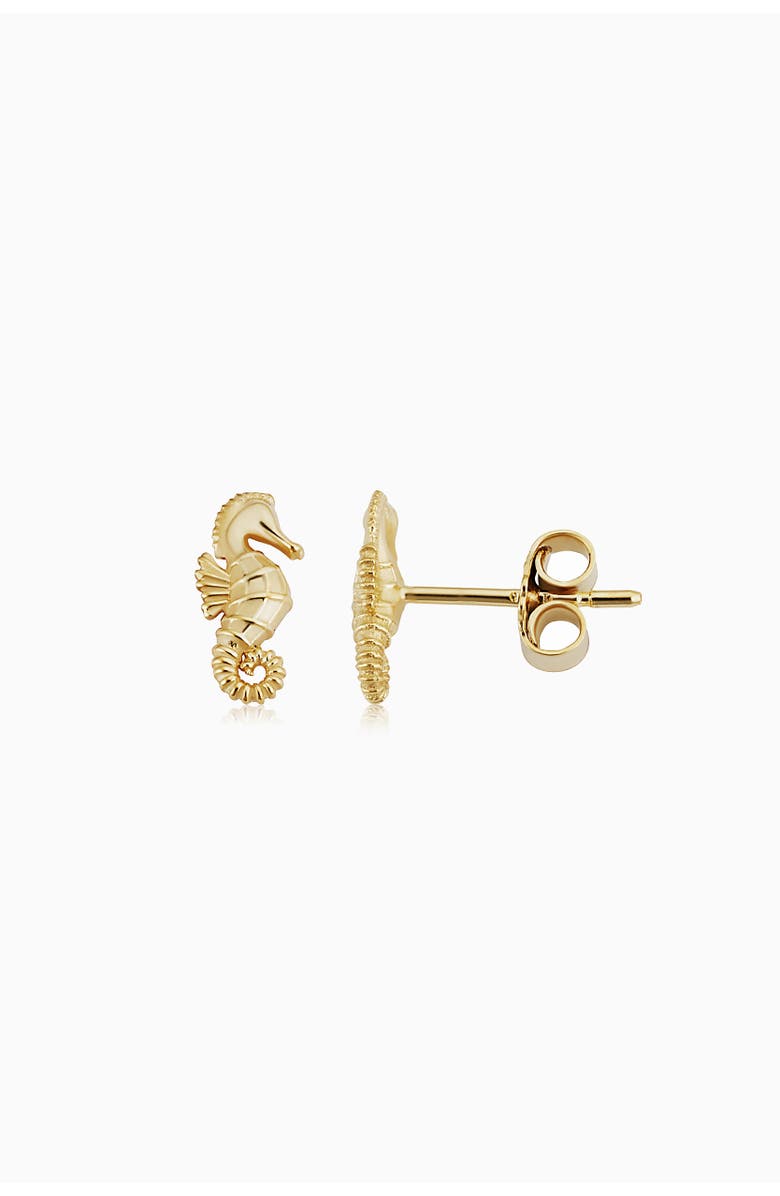 Oradina 14K Yellow Gold Seahorse Studs, Alternate, color, Yellow Gold