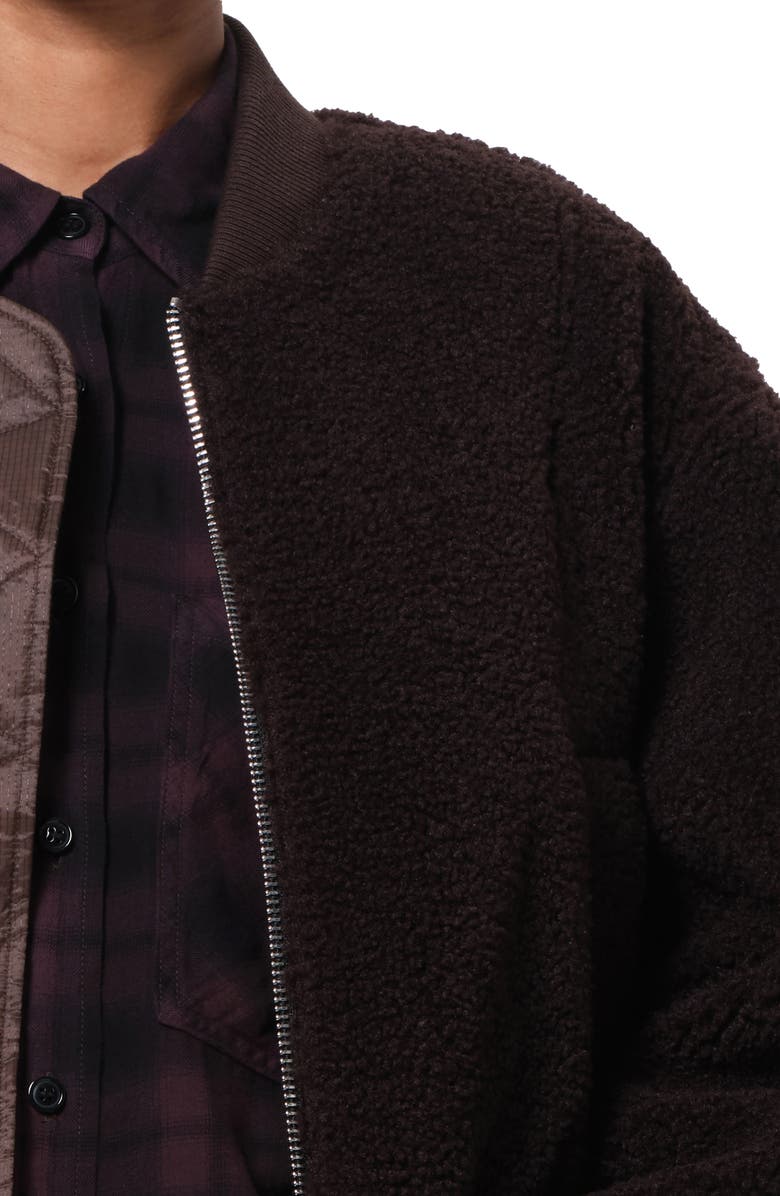AGOLDE Iona Skye Faux Shearling Bomber Jacket, Alternate, color, Chocolate Brwn