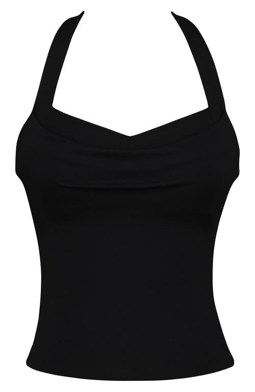 House Of Cb The Peekaboo Halter Corset Top In Black