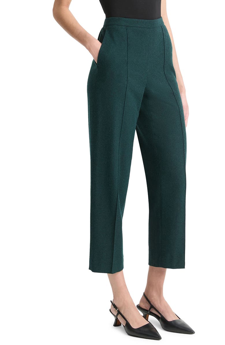 Vince Crop Pleated Brushed Wool Blend Pull-On Pants, Alternate, color, Sea Onyx