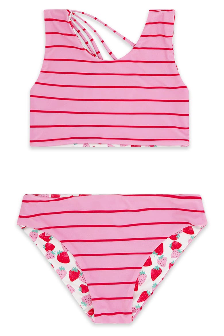 Kids' Summer Sun Reversible Two-Piece Swimsuit, Main, color, PINK MULTI