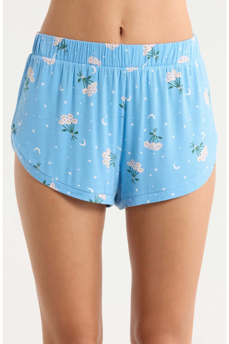 Good Times Short Pajamas, Alternate, color, BLUE FLORAL MOONS