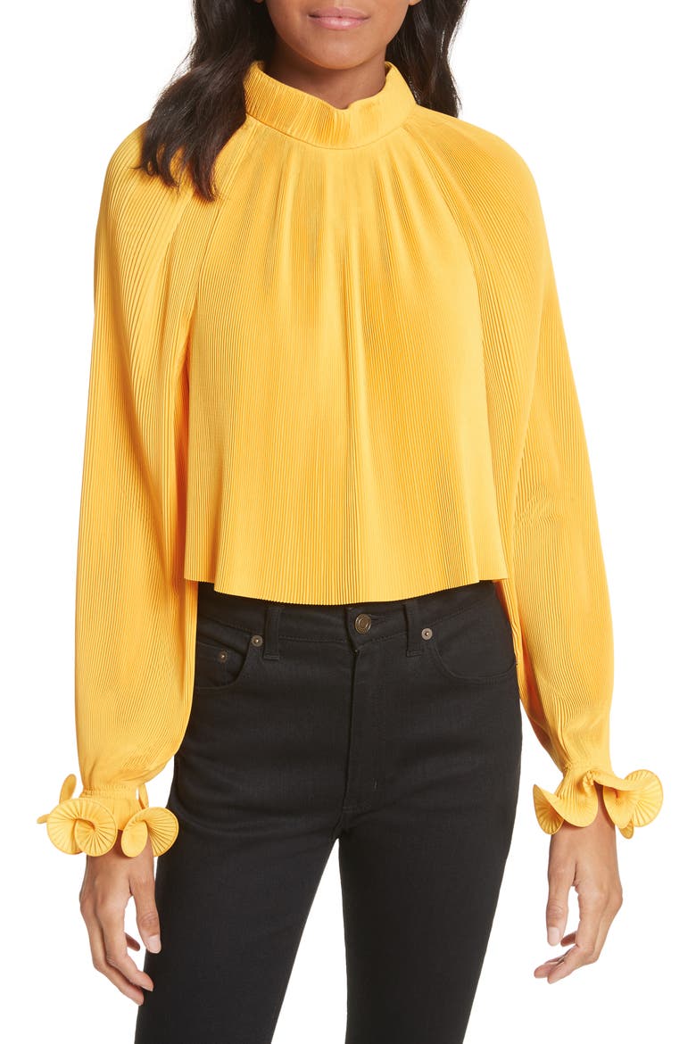Pleated Crop Top, Main, color, SURRAY