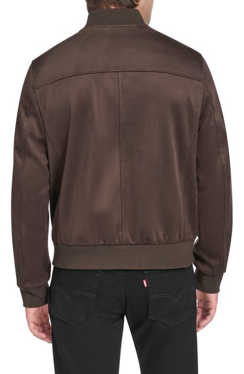 Cole Haan Signature Faux Suede Bomber Jacket In Brown